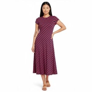 Vineyard Vines Red & Navy Striped Jersey Knit Midi Dress | Classic | Preppy | M
